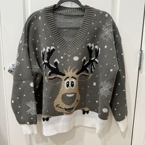 Christmas sweater reindeer snowflakes & falling snow size xxl -order early
